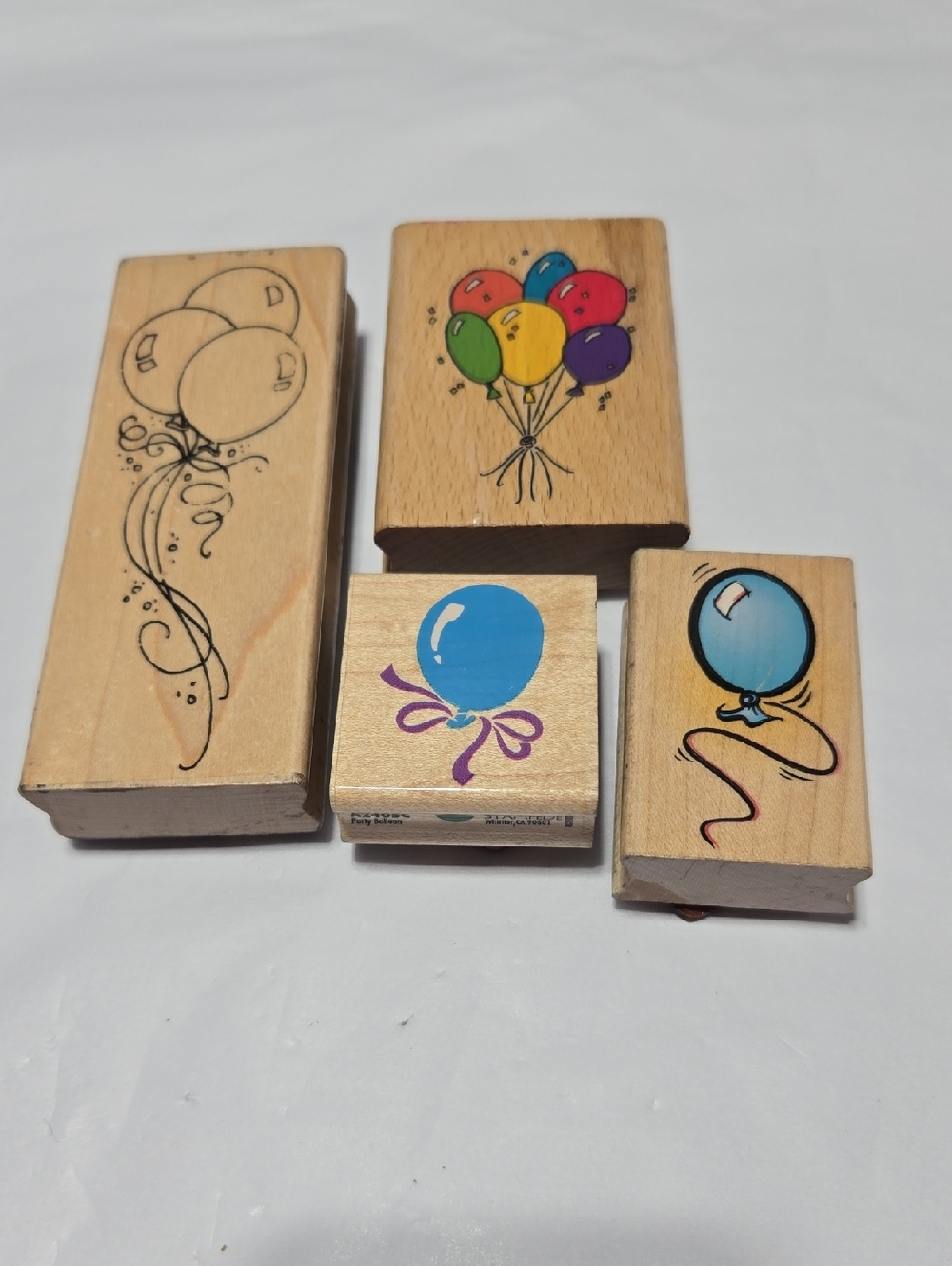 Lot 17- Set of 4 Wooden Balloon Rubber Stamps